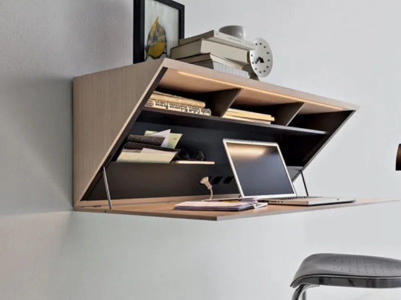 Santalucia Mobili - Tavolo scrittoio a L integrato nel modulo libreria