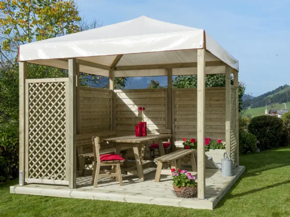 Gazebo quadrato in lamellare di pino di Pircher