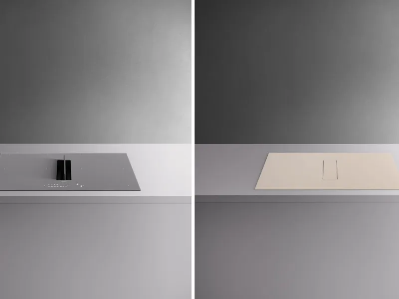 Eclipse di Falmec in grigio e color champagne