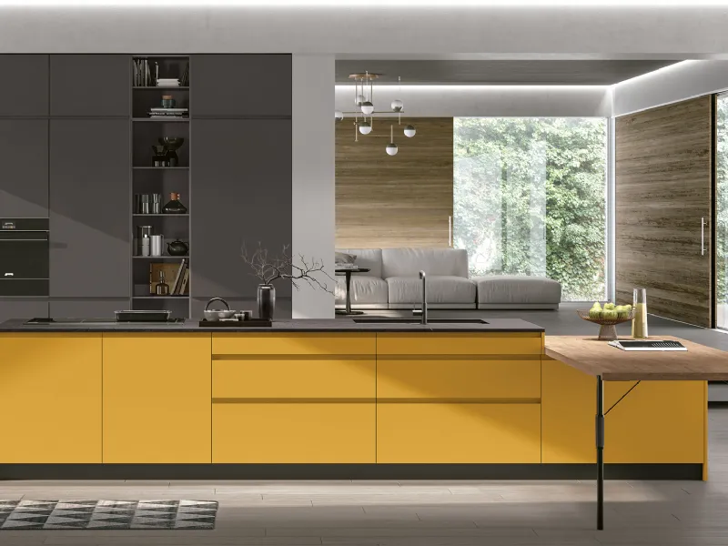 Cucina Karma di Stosa, in laccato color Topazio