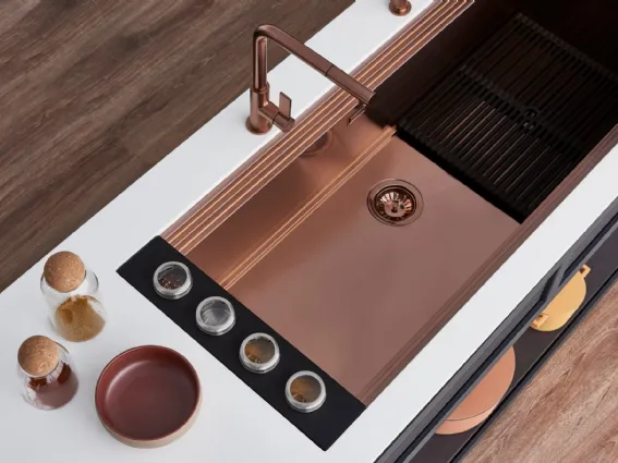 Foster - Lavello Happy Hour Copper in acciaio inox satinato PVD
